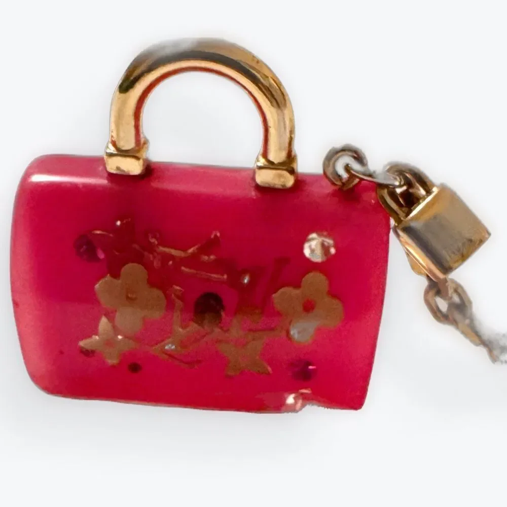 Louis Vuitton Bag Charm Pink Gold Pomme D’Amour Inclusion Speedy Keychain Auth